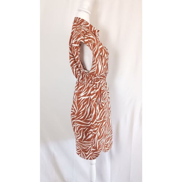 Time and Tru Zebra Shirt Dress Women’s XL Brown Animal Print Utility Style - Picture 4 of 8